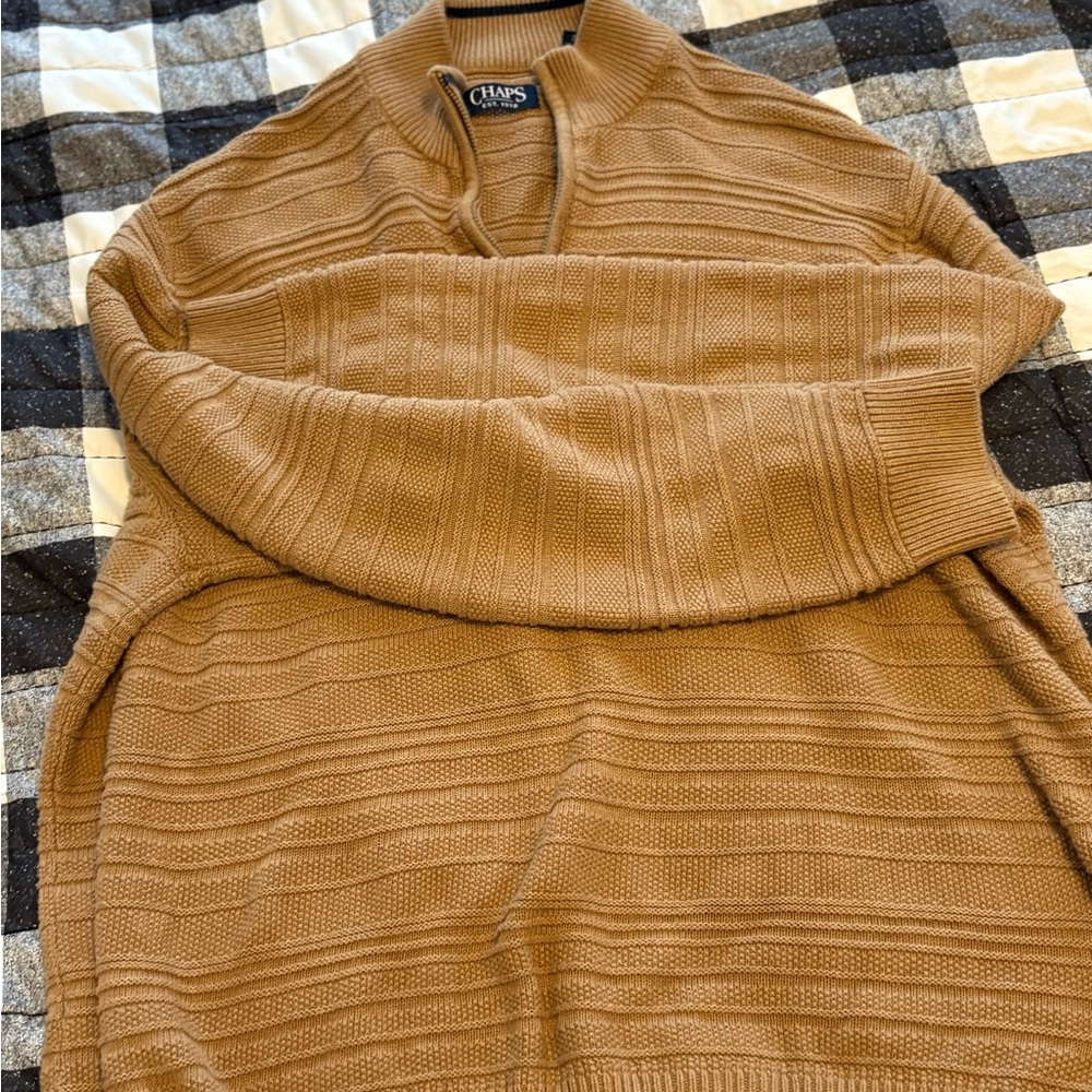 Chaps Tan Ribbed Pullover Sweater